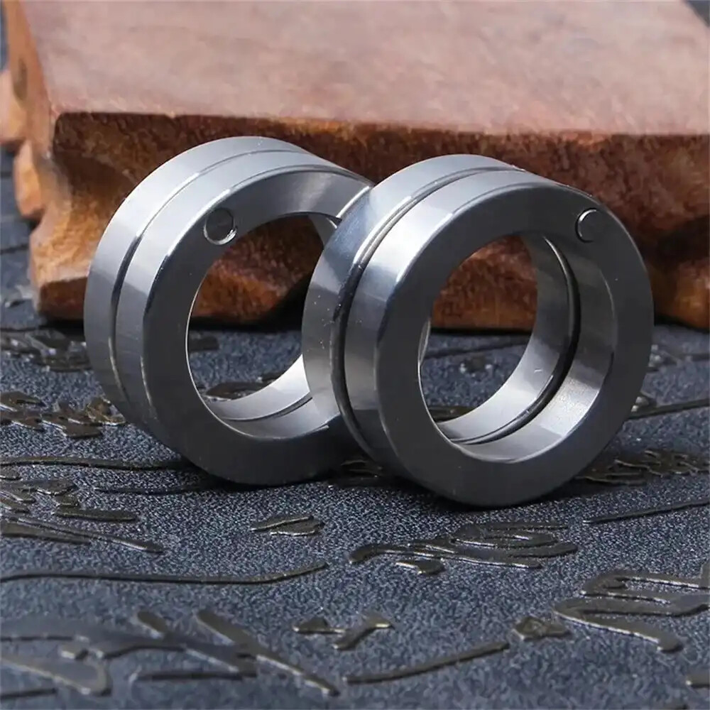 4x Stainless Steel Outdoor Rotatable Folding Ring Clasp Ring Fit Hiking Men-US
