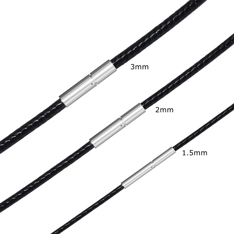 Waterproof Braided Leather Chain Cord Necklace with Stainless Steel Clasp