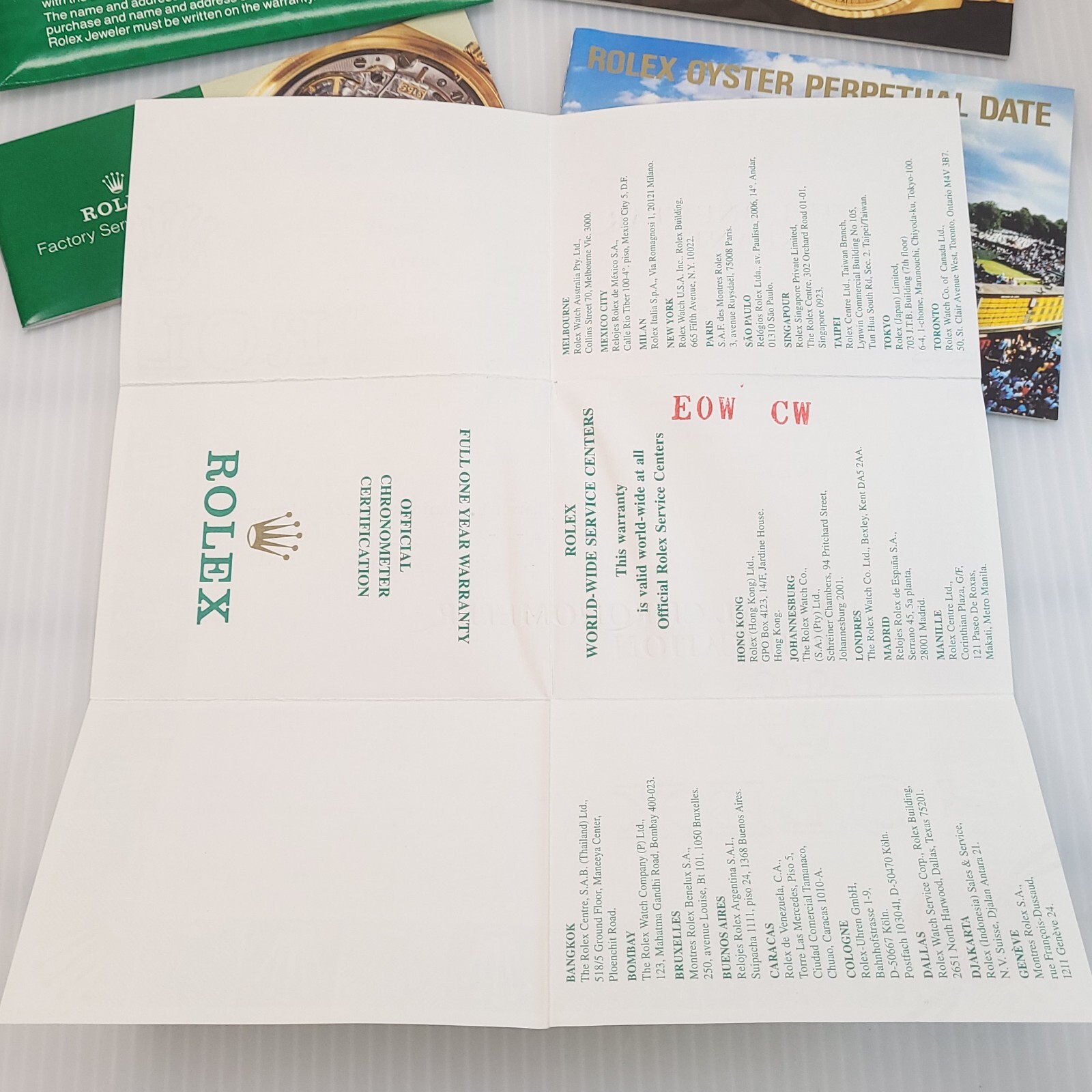 1990s Rolex 6916 Warranty Certificate & Booklets (Buyer’s Name On Cert) No Watch