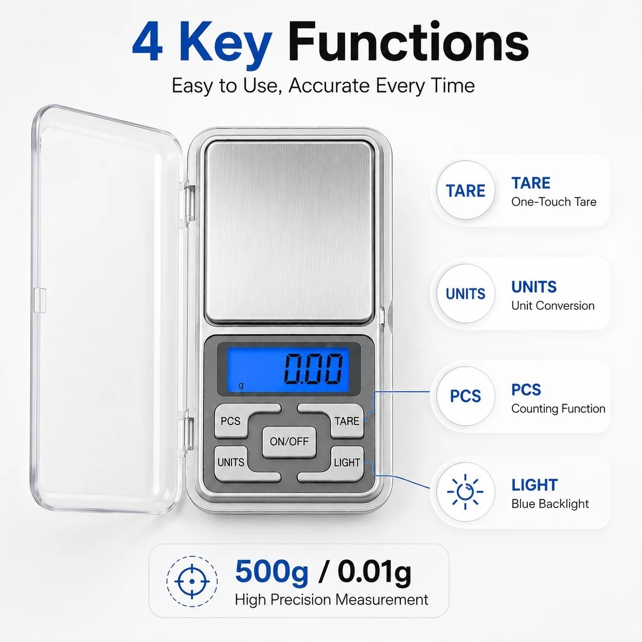 500g 0.01g High Precision Digital Pocket Scale Portable Mini Jewelry Gram Scale