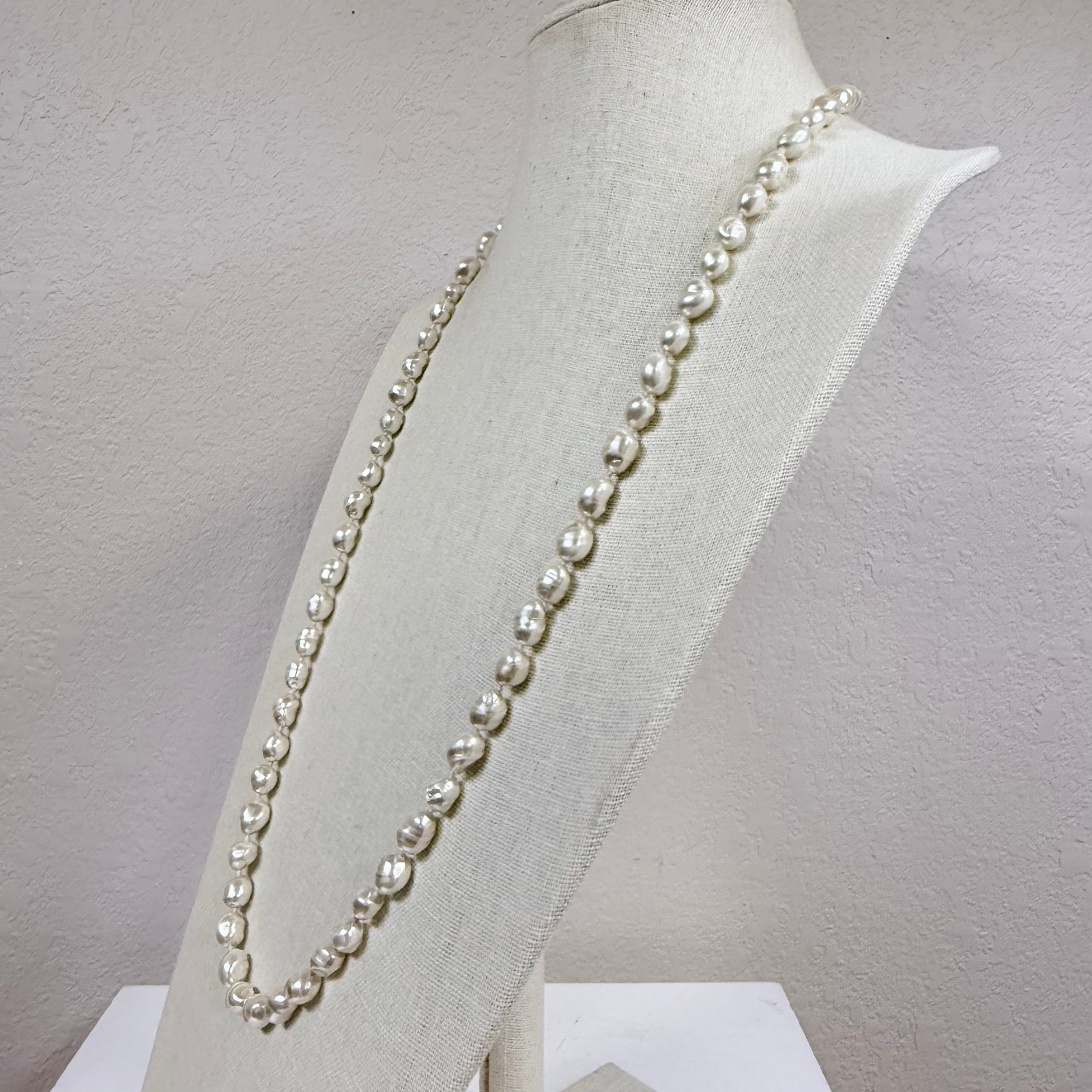 Vintage Continuous Knotted Baroque Freshwater Pearl Strand Necklace
