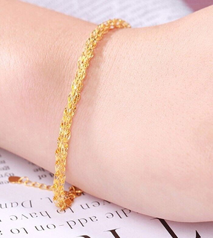 Solid 18K Gold Phoenix Tail Chain Bracelet Charm Fine Jewelry AU750
