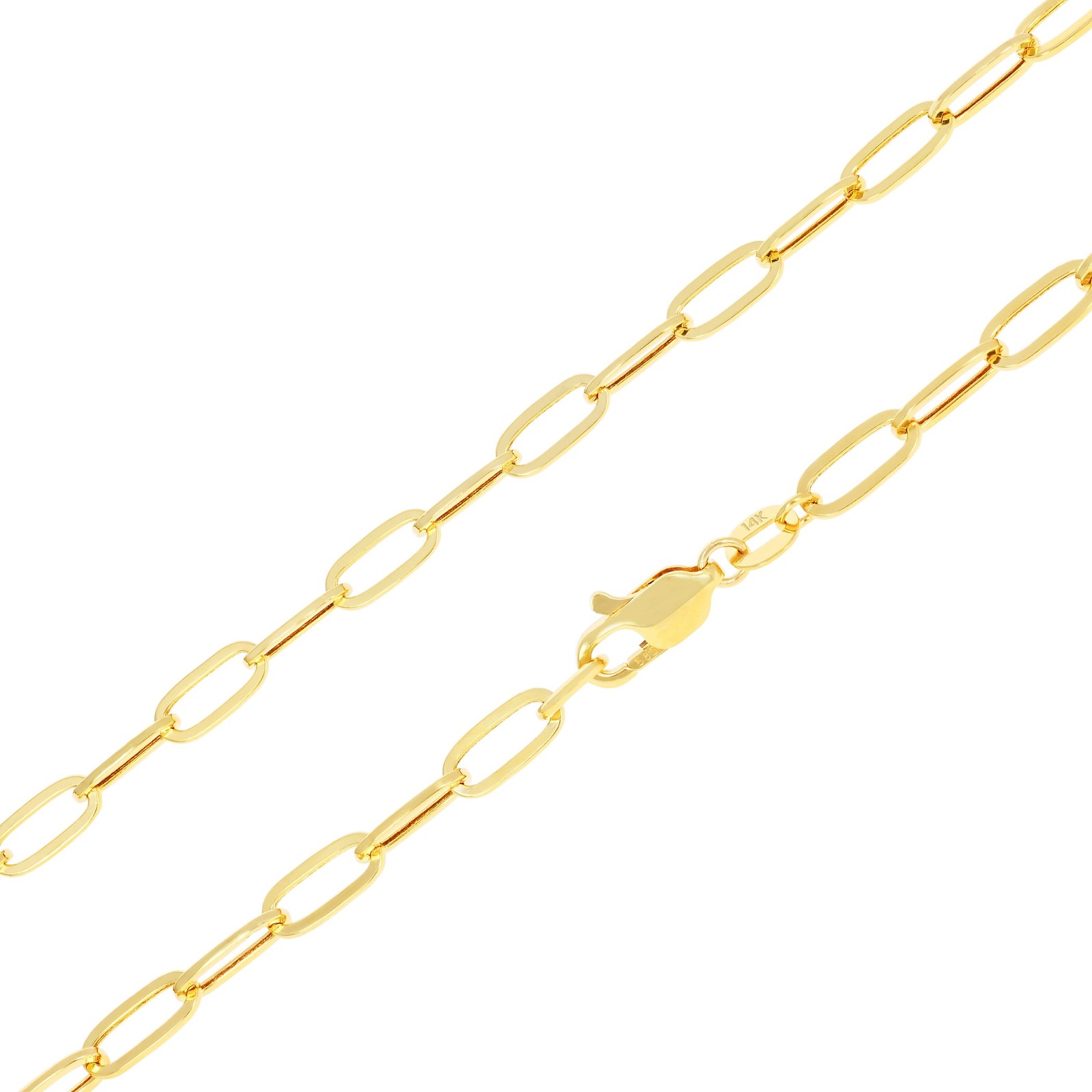 14k Yellow Gold 4mm Paperclip Chain Rolo Dainty Link Cable Necklace Womens 18″