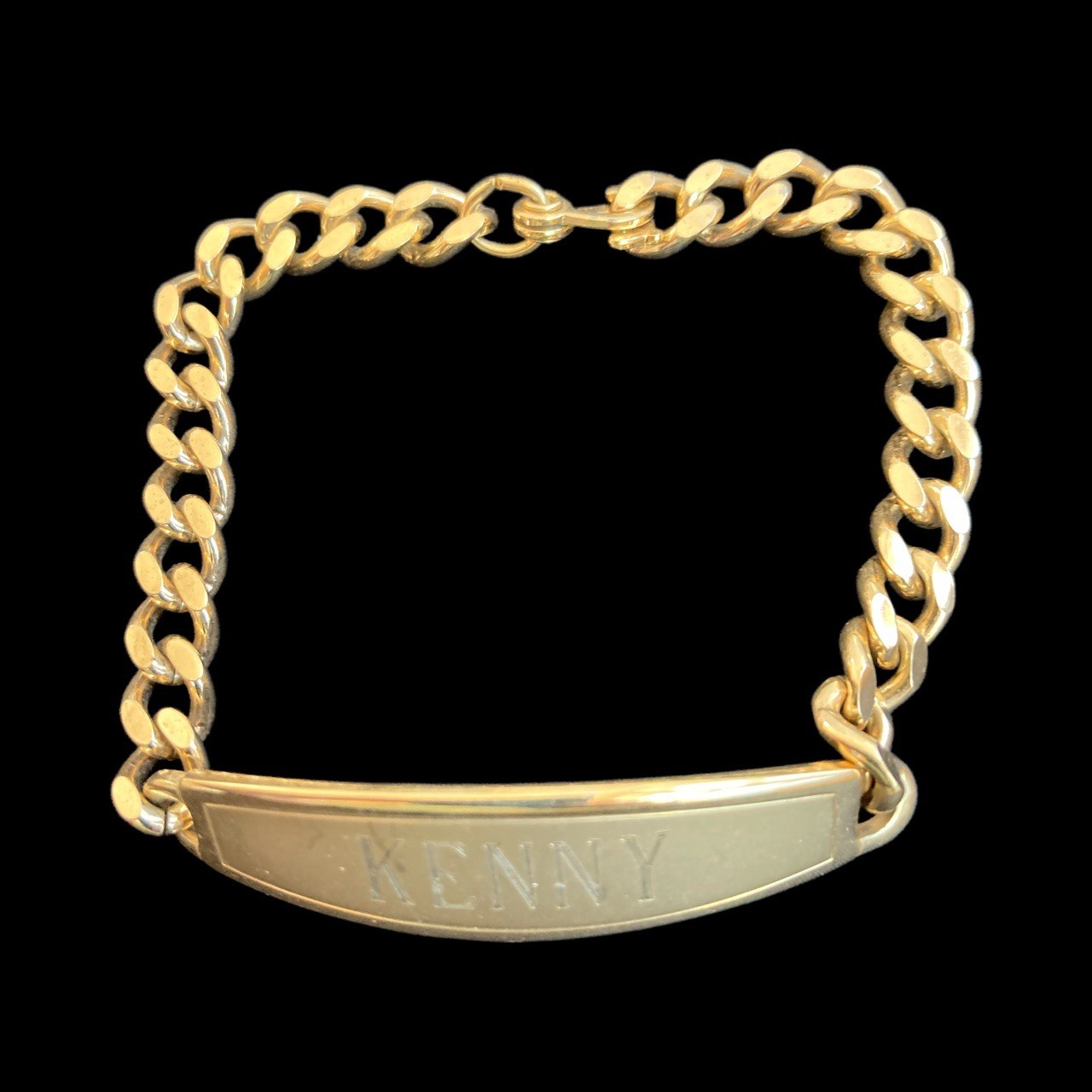 Vtg 1998 SPEIDEL ID Identification Bracelet Gold Tone “KENNY” Etched 7″ Message