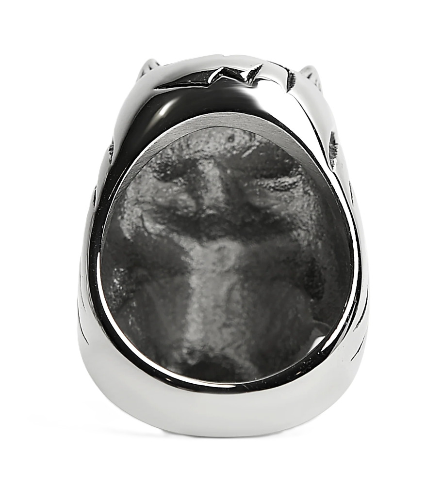 Red Eye Skull Stainless Steel with Horns Biker Ring 107