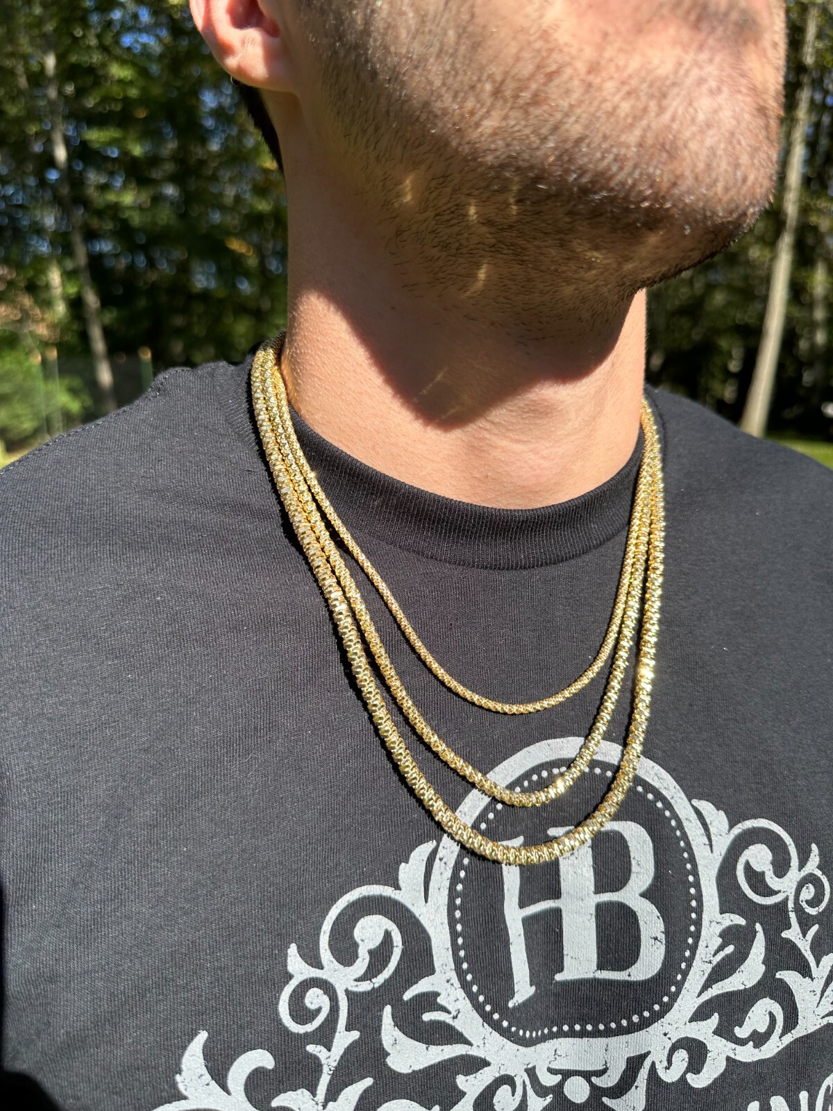 14k Gold Vermeil 925 Silver Diamond Cut Sparkle Ice Rope Chain Necklace 3-5mm