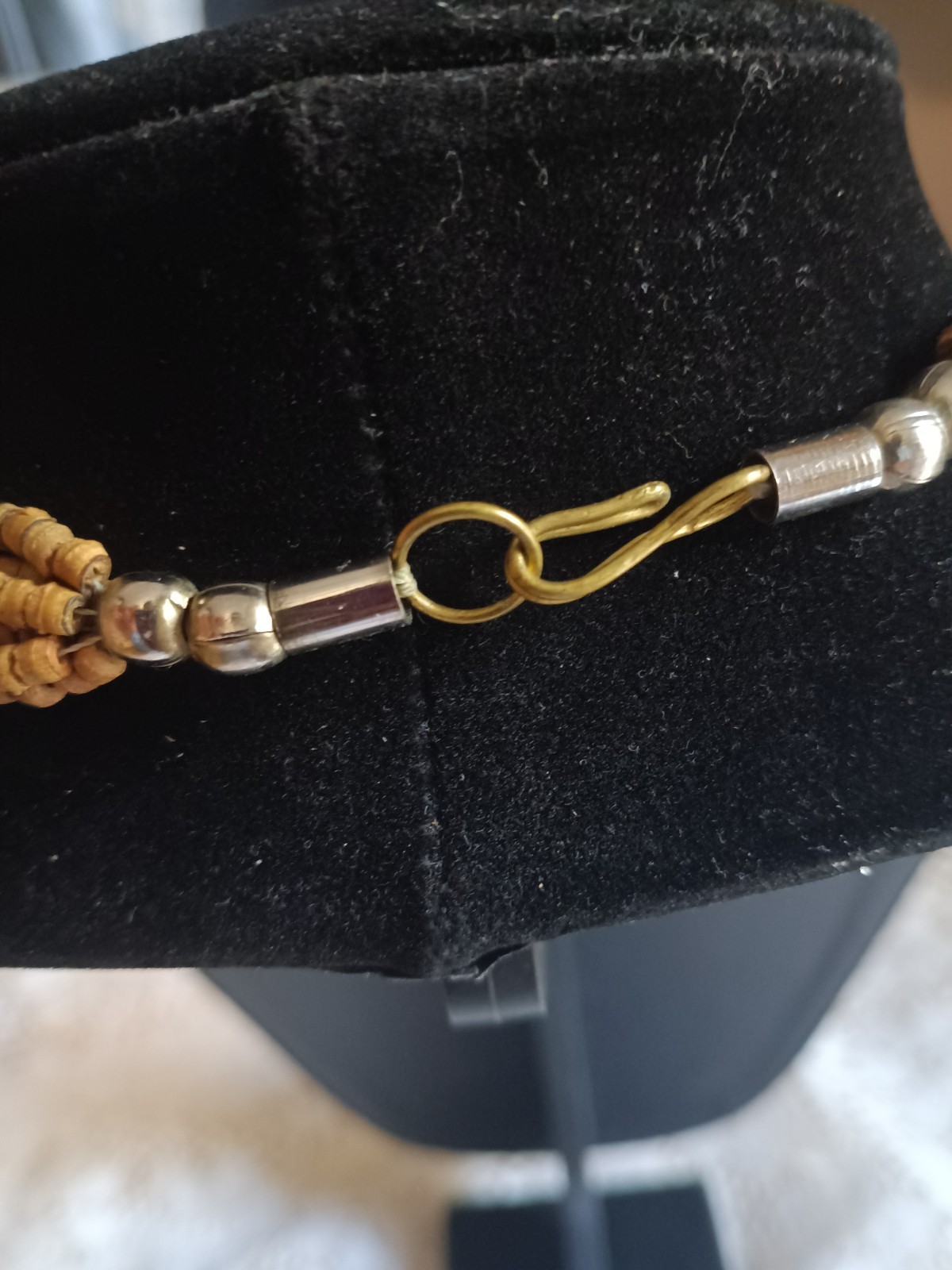 vintage Brown Wood Beaded Multi-Strand Ball/Bead Necklace Hook Closure 20in