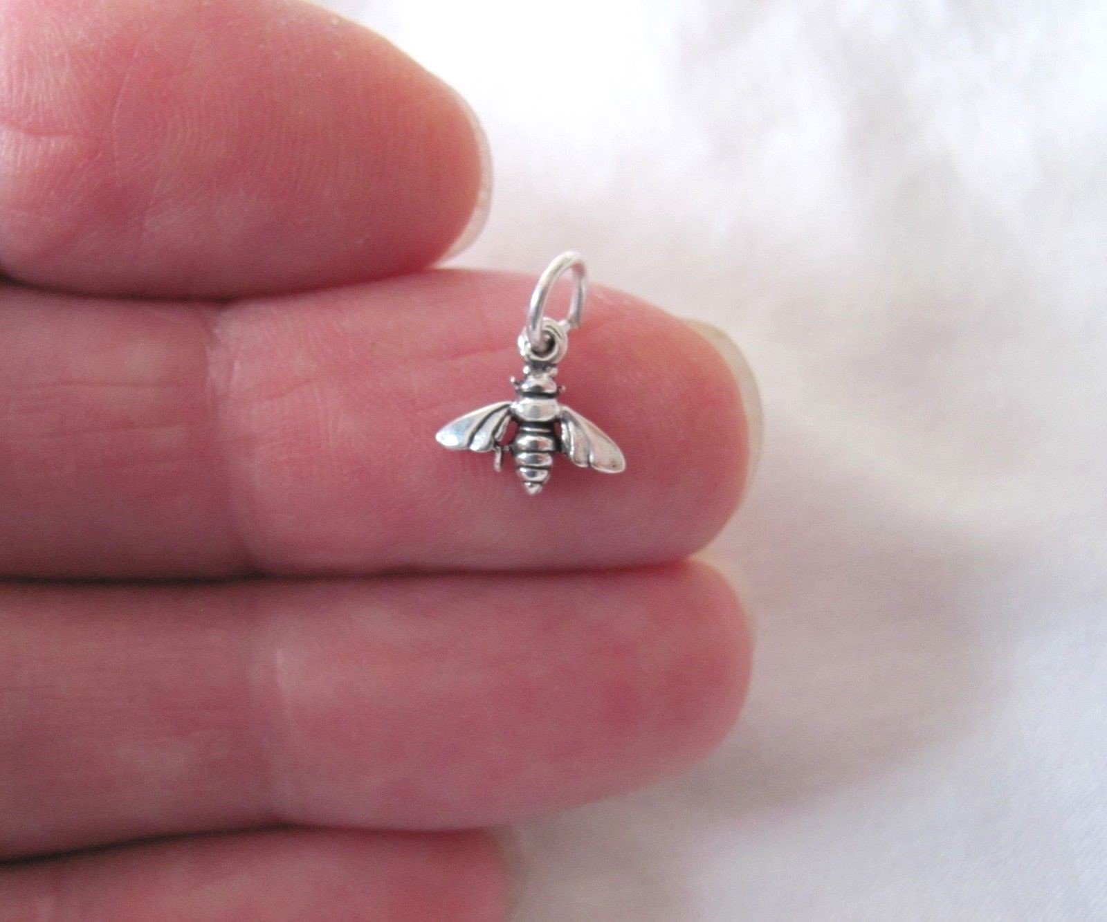 Very small Sterling Silver Bee mini tiny charm.