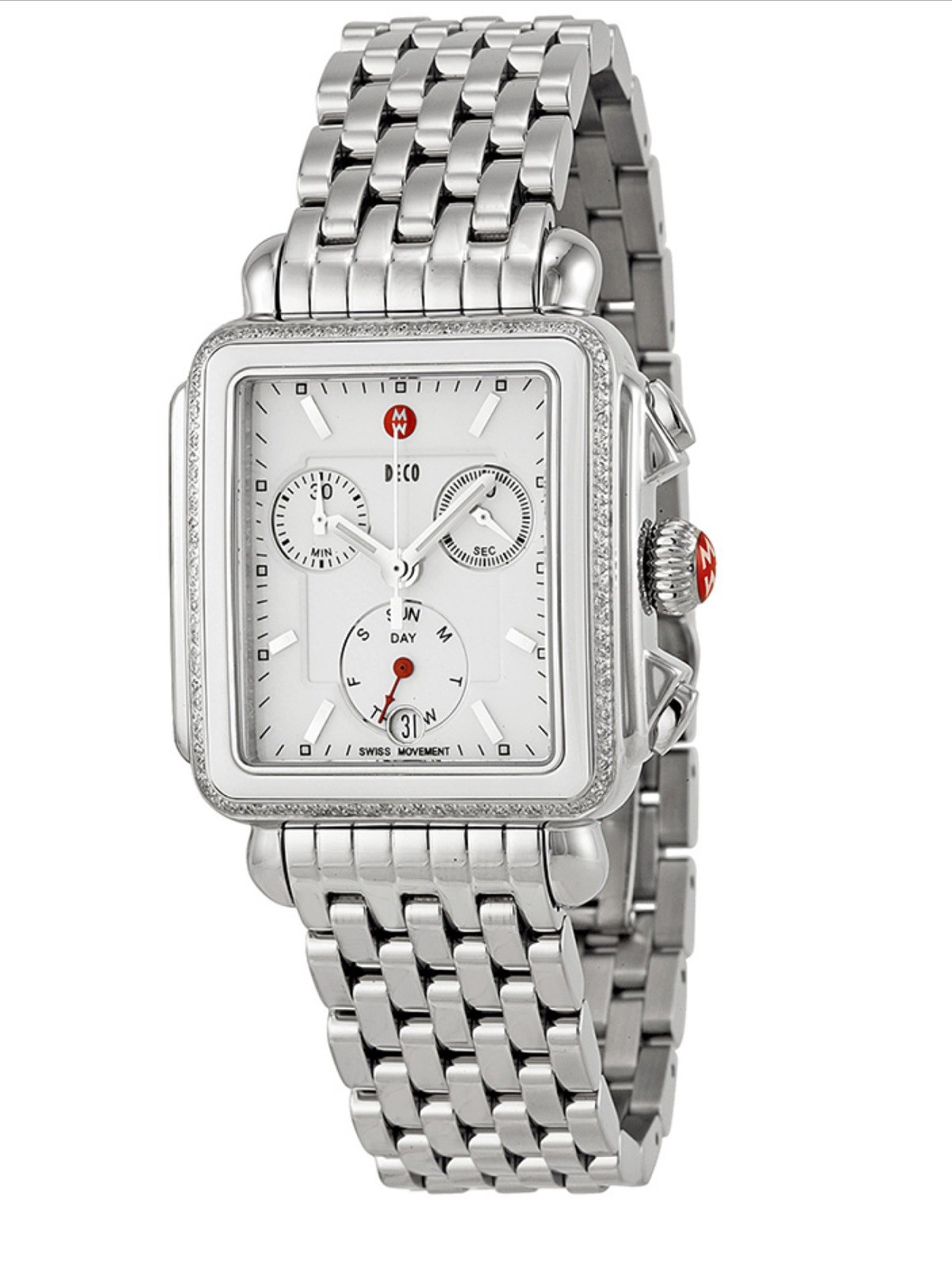 Michele Deco White Ceramic 108 Diamond Chronograph Watch MW06P01L1001