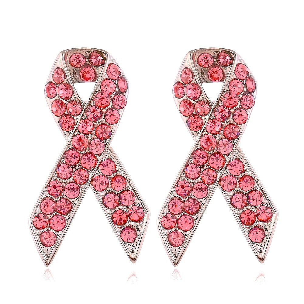 Breast Cancer Awareness Pink Ribbon Pin Brooch – PAK of 2 – Pink Rhinestones