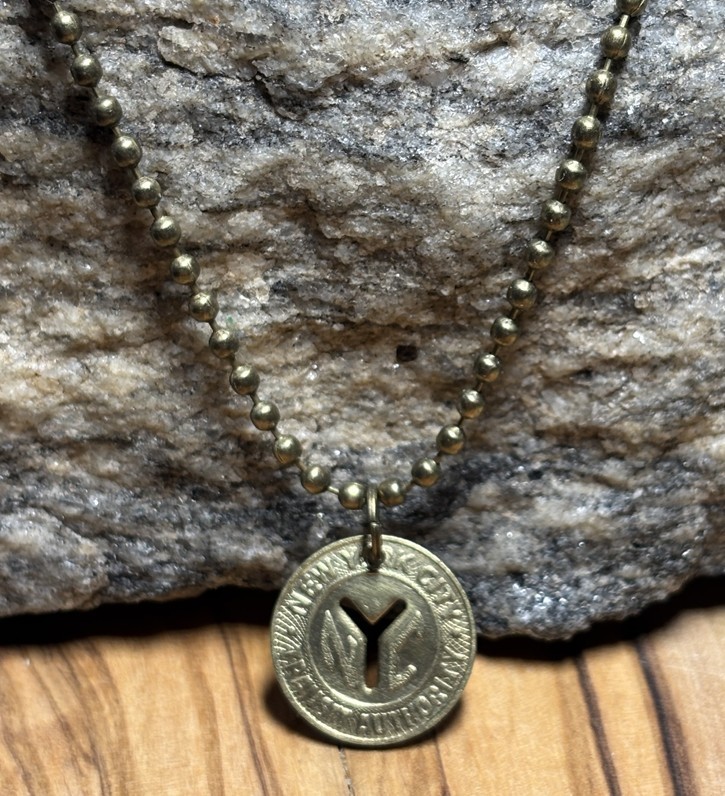 NYC 1953 New York City Subway transit token pendant Manhattan, Great Gift!