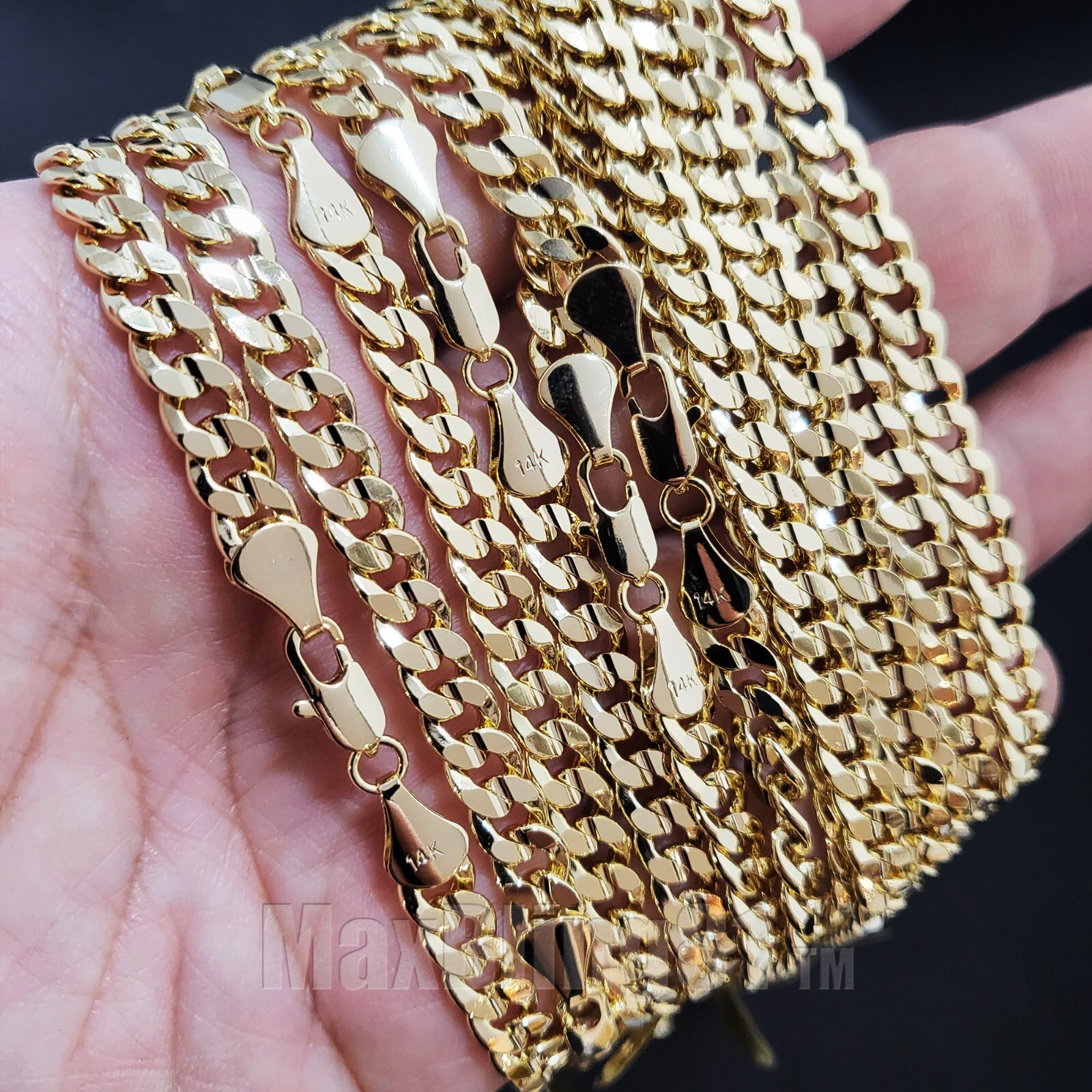 Premium 14K Stamped Gold plated 4~10mm Brass Miami Cuban Chain Bling Necklace