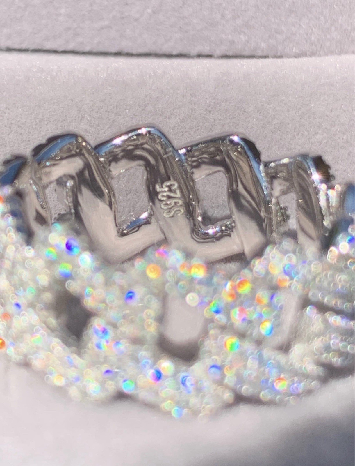 Men’s 3CT Round Cut Moissanite Cuban Link Band Ring 925 Silver
