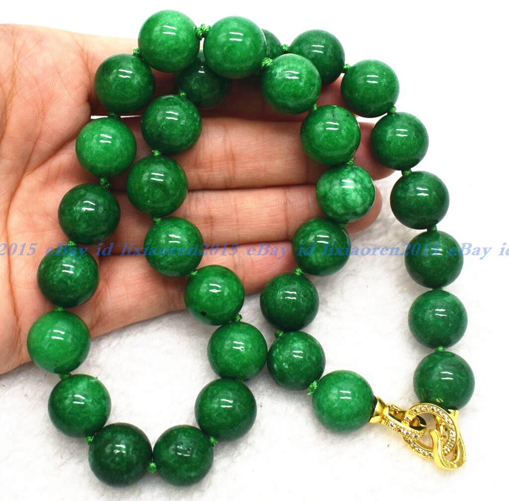 Natural Green Jade Jasper Round Gemstone Beads Necklace 16-36 inches AAA+