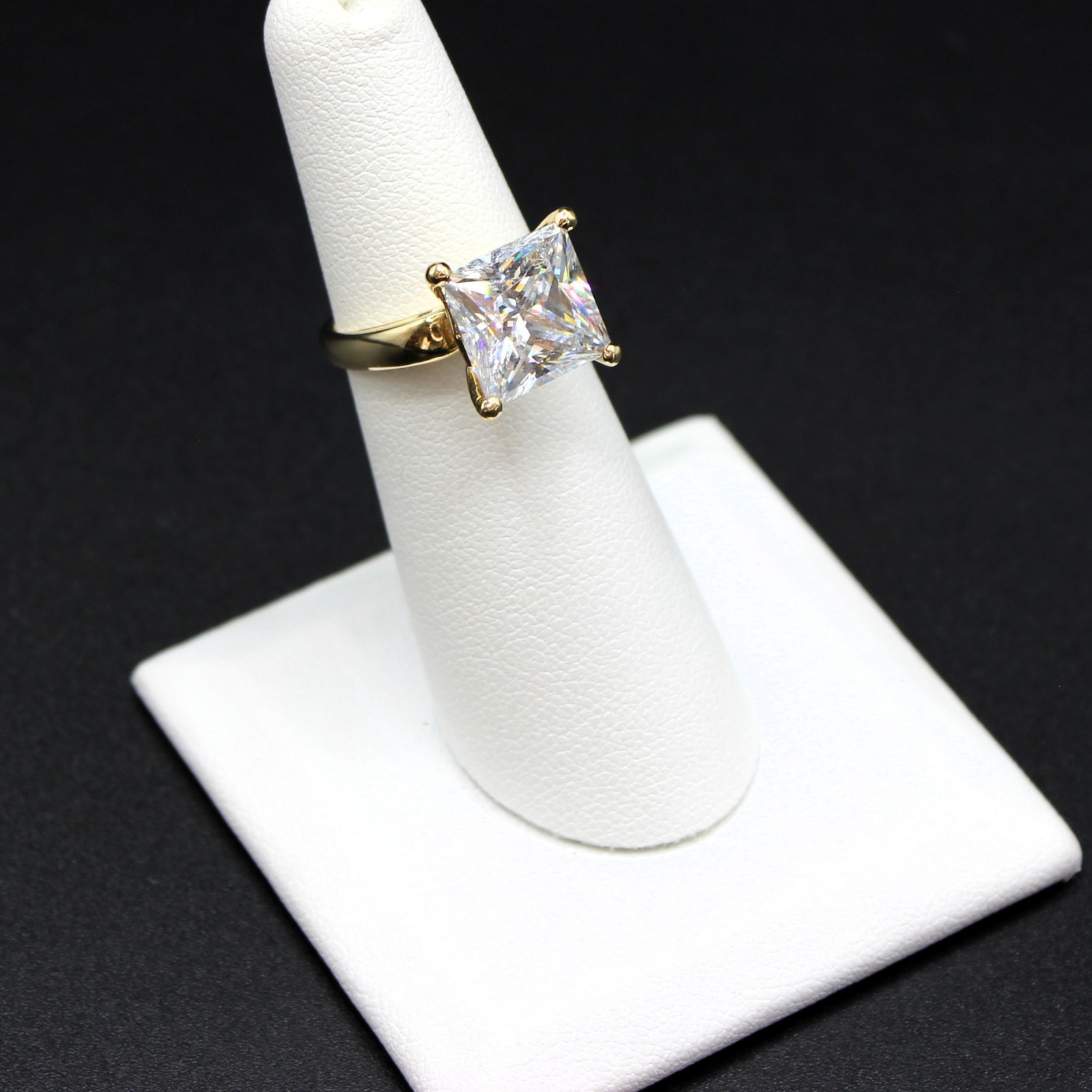 4 Carat Diamond Ring Engagement REAL 14k 6.80gm Man Made Wedding Vacation Size 5