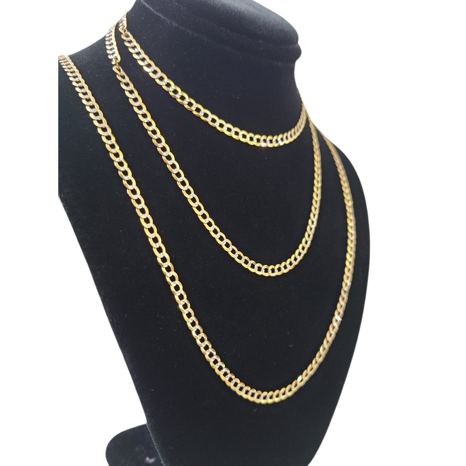 18k Yellow Gold Solid Cuban Curb Chain 3mm 18″ 20″ 22″ 24″ 26″ Inches Necklace