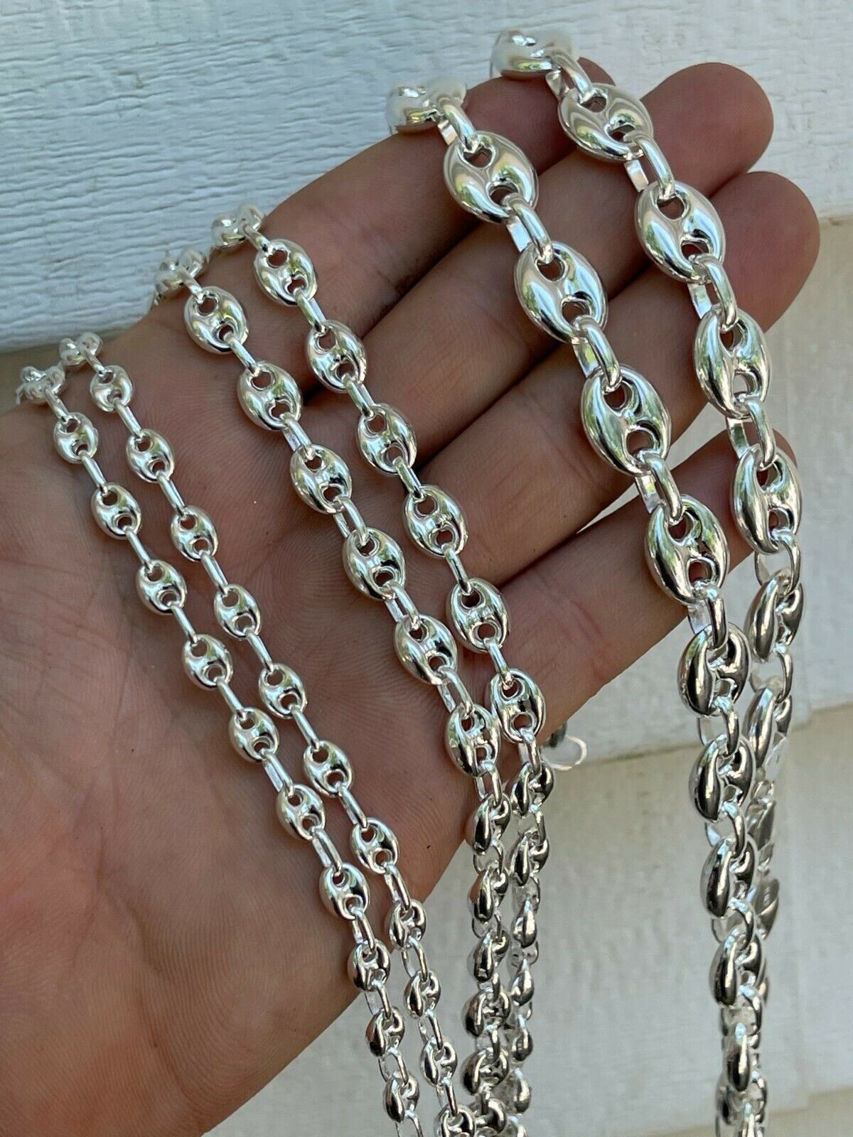 925 Sterling Silver Puffed Mariner Link Chain Necklace Or Bracelet 6-12mm 7-30″