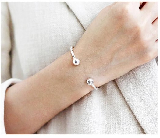 Magnetic Pure Copper Ball Bracelet Arthritis Pain Relief Cuff Silver Plated