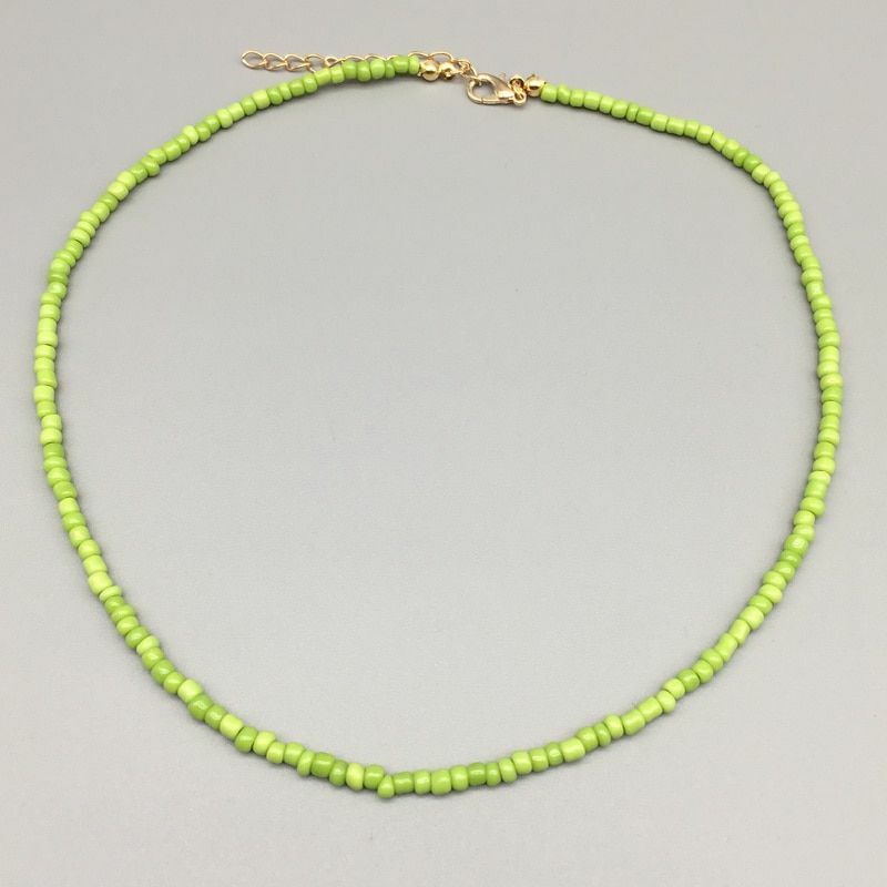 Women Necklace Seed Beads Strand String Beaded Short Jewelry 16 Inches Chokers