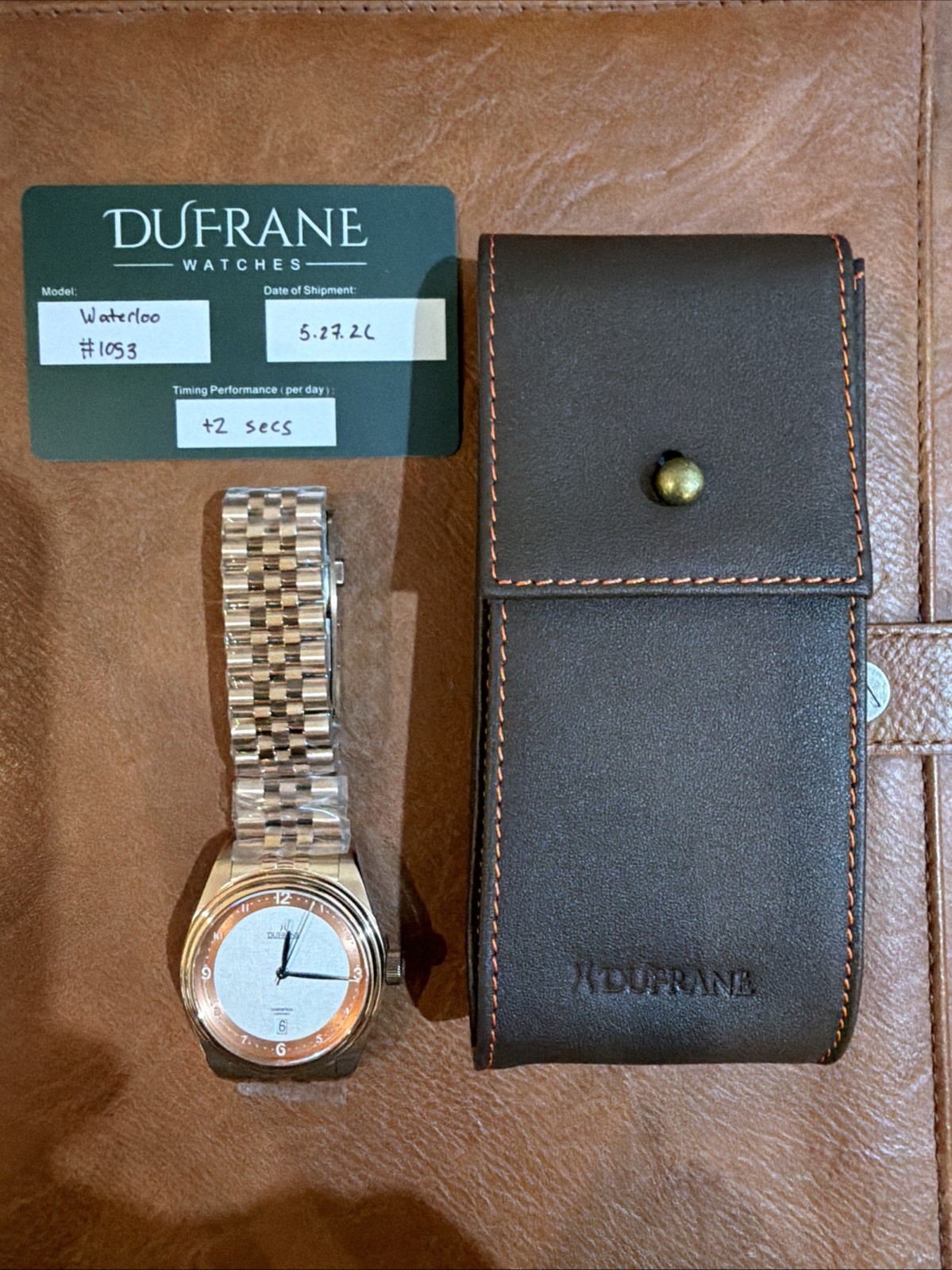 Dufrane Waterloo White Linen Dial NIB Condition On New Bracelet