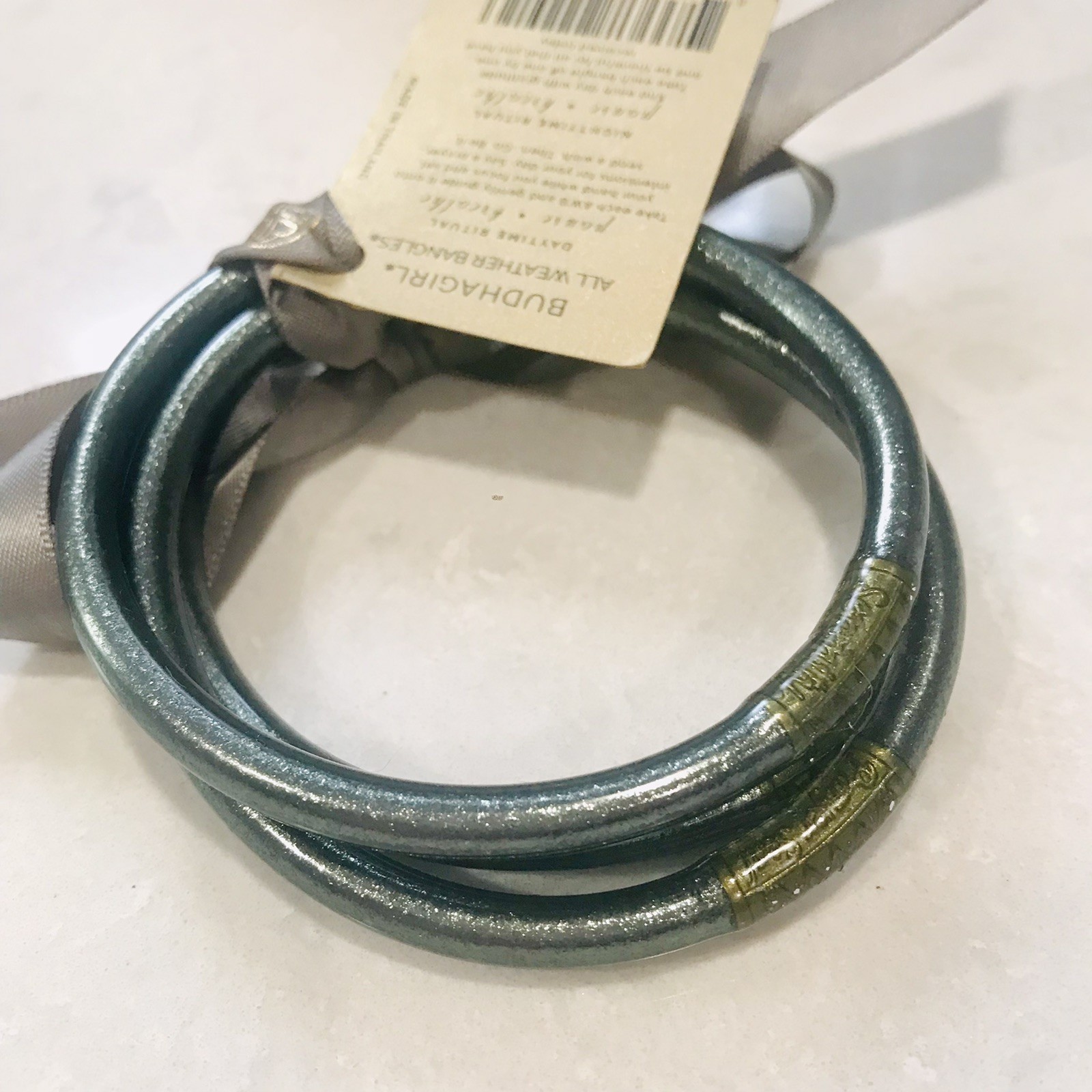 3 – BudhaGirl bangles All Weather Graphite Pause Breathe Large NWT Waterproof
