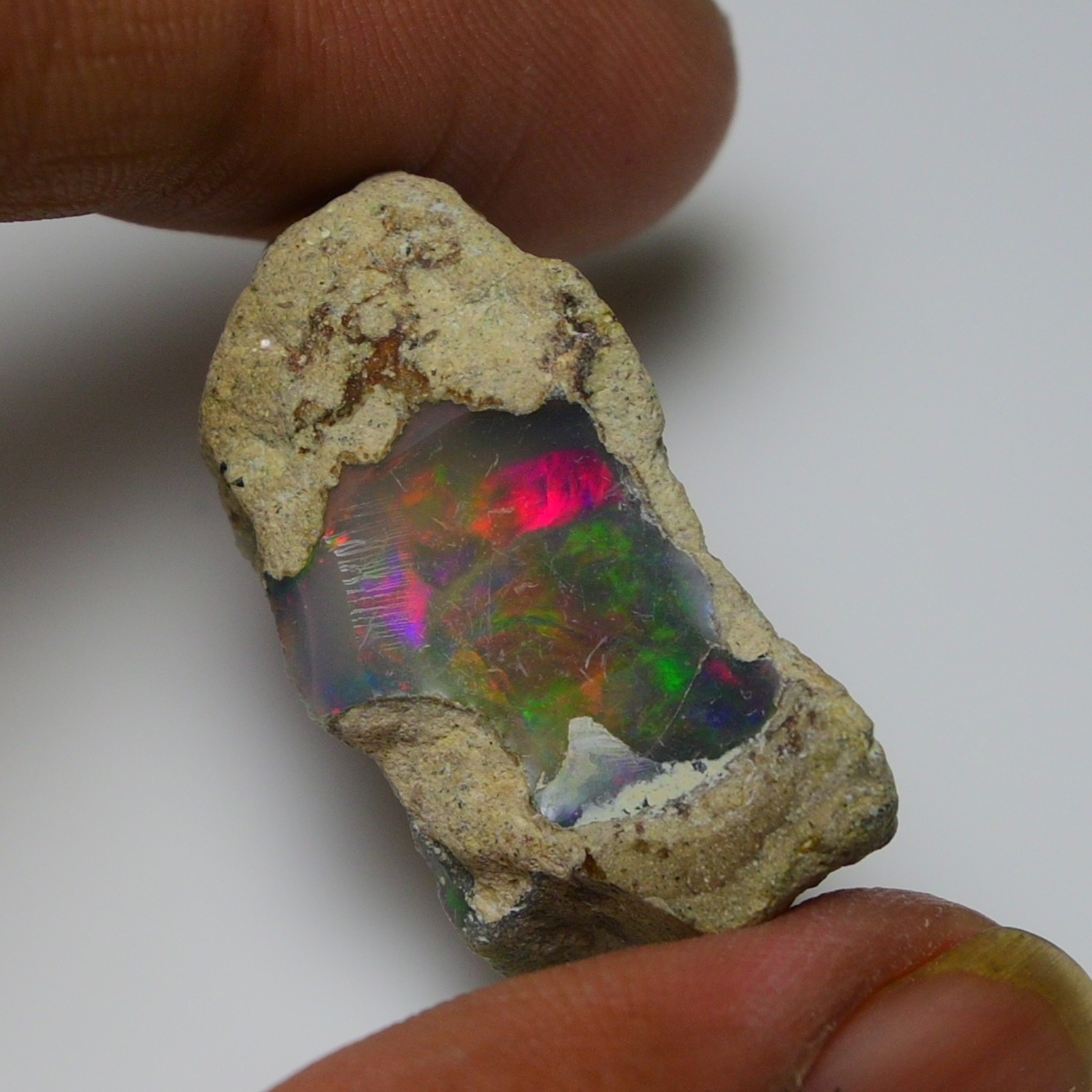 19ct Natural Black Opal Rough Ethiopian, Fire Opal Gemstone, 30×16 MM Welo Opal