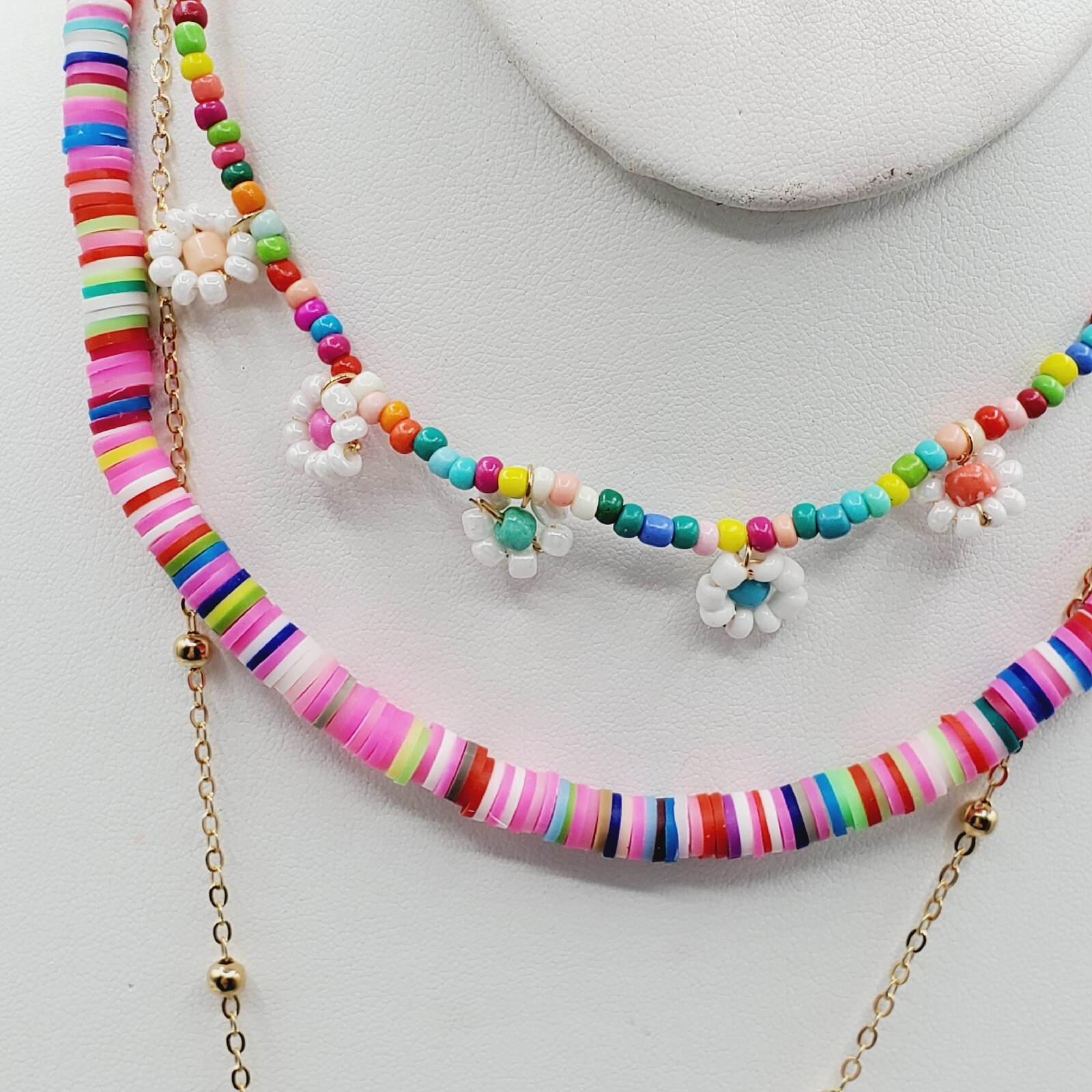 Bohemian Handmade Soft Clay Flowers Multilayer Necklace Fashion
