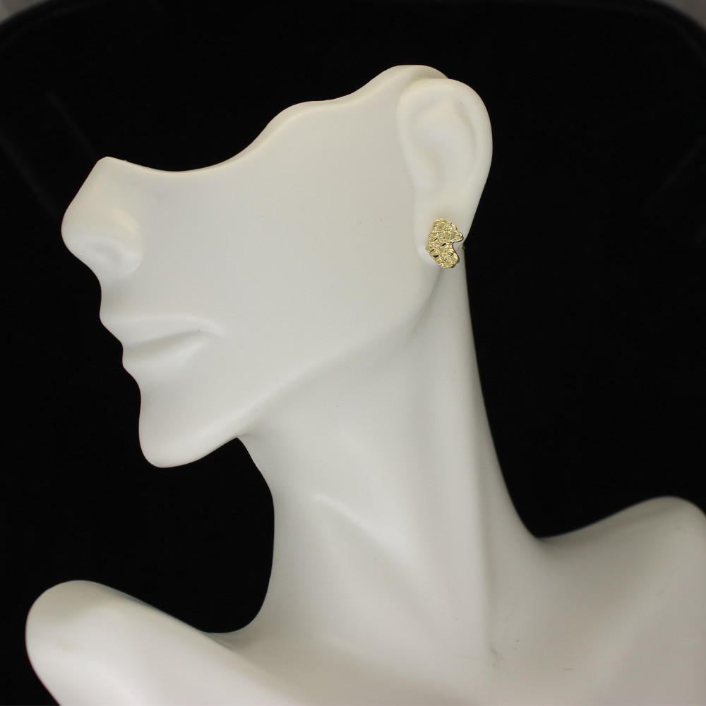 Nugget Design Studs Push Back Earrings 14k Gold Plated Hip Hop Jewelry