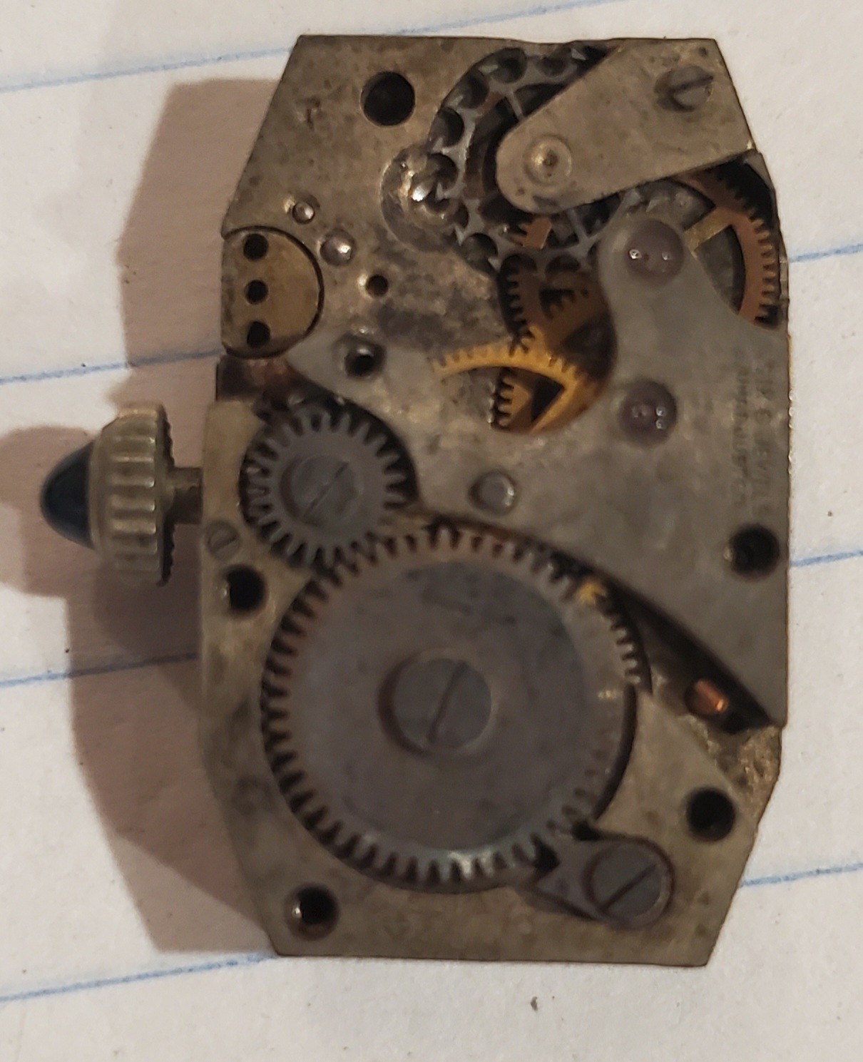 6J Mechanical Manual Watch Movement w/ Dial & Crown Parts Or Repair