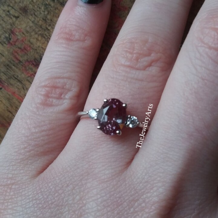 Vintage Alexandrite Ring, Simple Alexandrite Ring Halo Engagement Ring Sterling