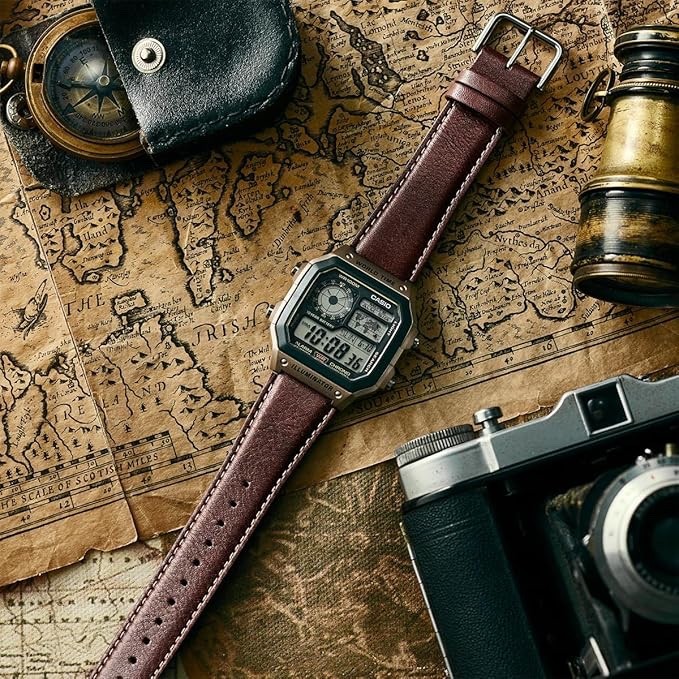 Casio AE-1200WHL-5AV Casio Royale Leather World Time 10-Year Battery New