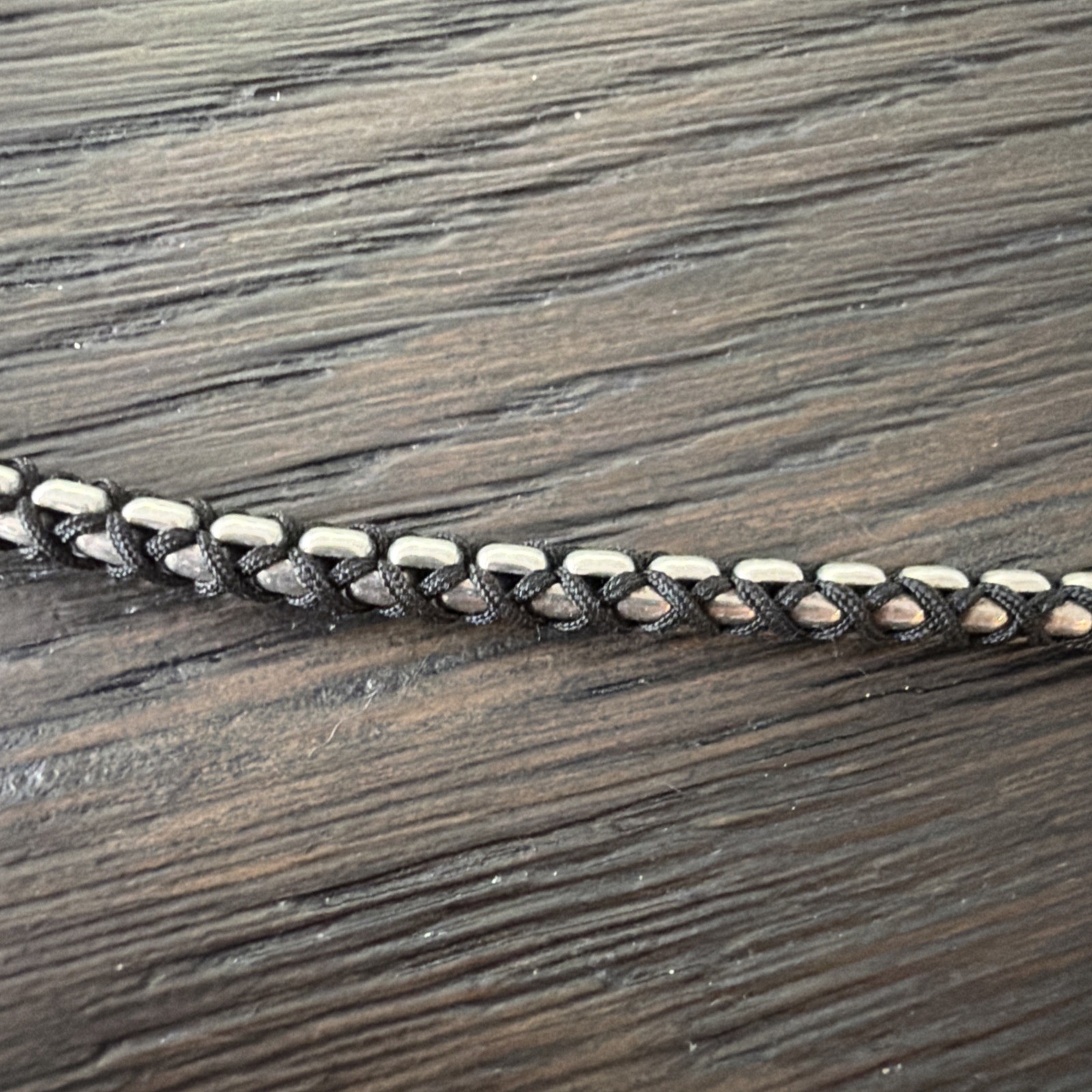 David Yurman 5mm Box Chain Bracelet .925 Sterling Silver and Black Nylon Cord