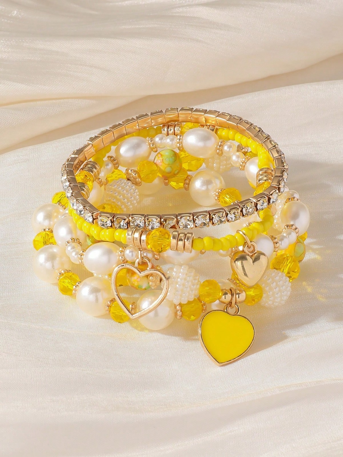 5 PCS Bohemian Stackable Beaded Bracelets Set for Women Girl Multicolor Stretch