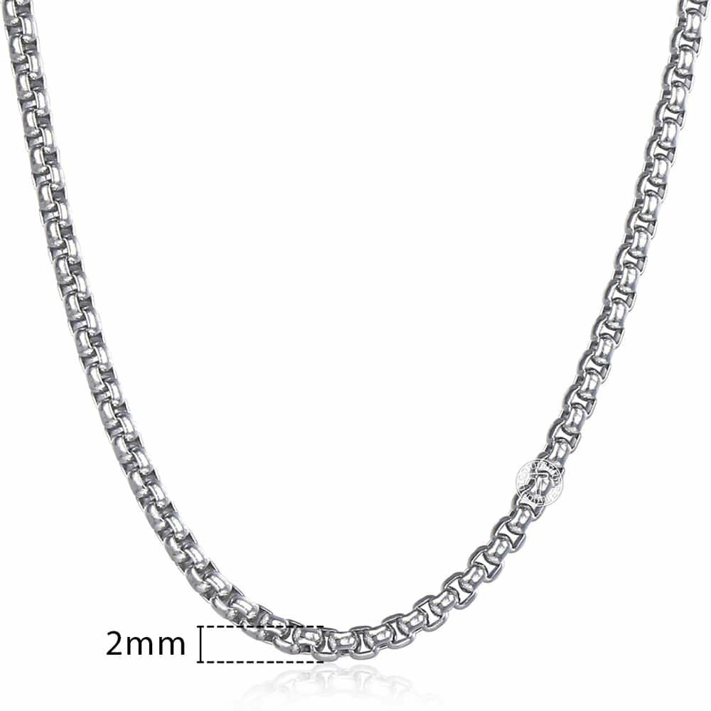 18-24 inches Round Box Link Chain Stainless Steel Necklace Men Women 2/3/4mm