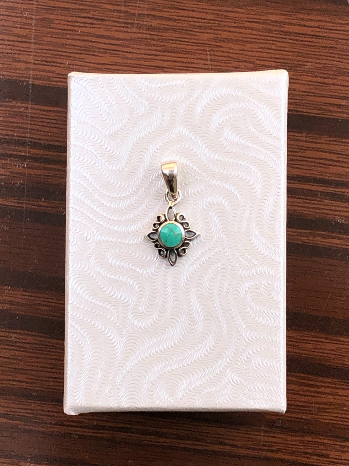 925 Sterling Silver Turquoise Pendant Dainty Tiny Charm 11.5mm(4mm)/21mm