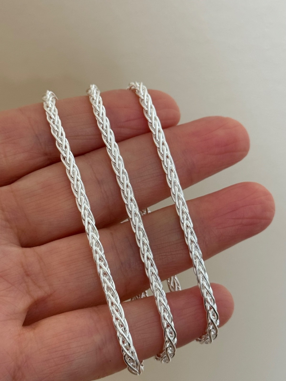 925 Spiga Wheat Chain Necklace ( 3.5MM ) High Polished