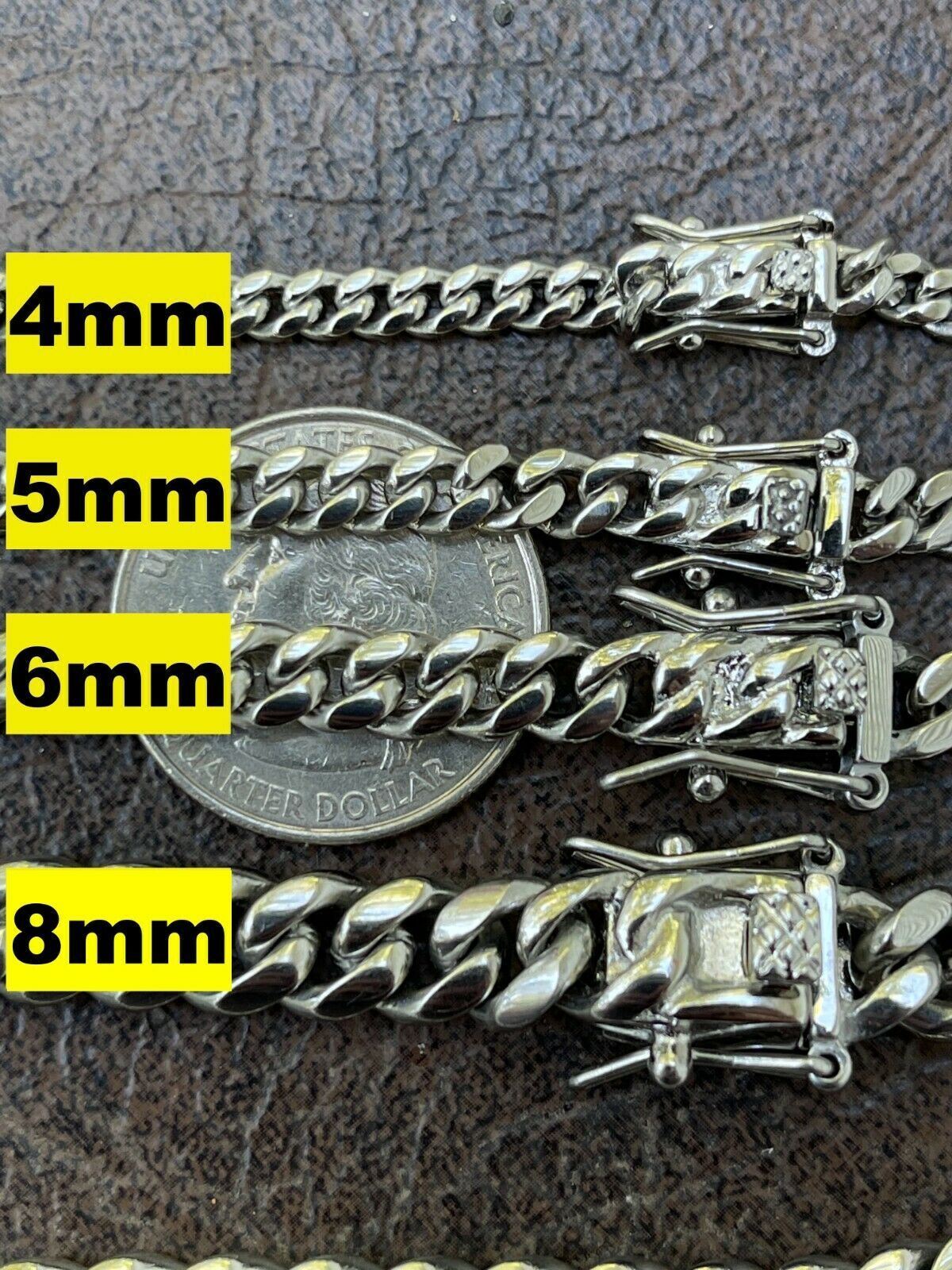 Real Solid Stainless Steel Miami Cuban Link Chain Necklace Box Clasp 4-18mm