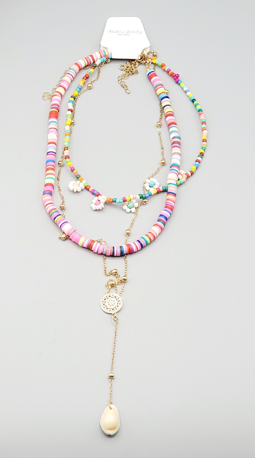 Bohemian Handmade Soft Clay Flowers Multilayer Necklace Fashion