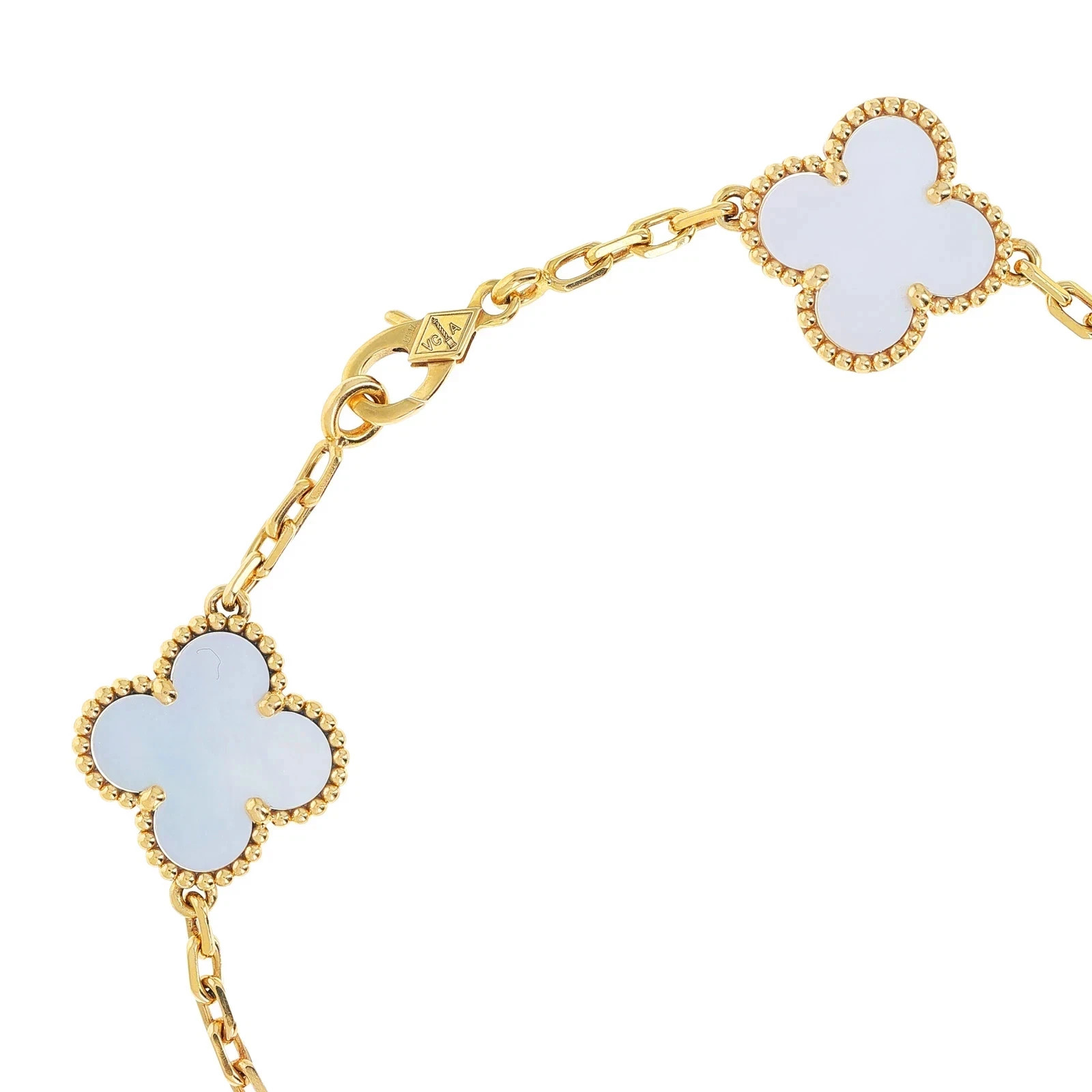 Van Cleef & Arpels 5 Motif MOP Bracelet Vintage Alhambra 18k Yellow Gold
