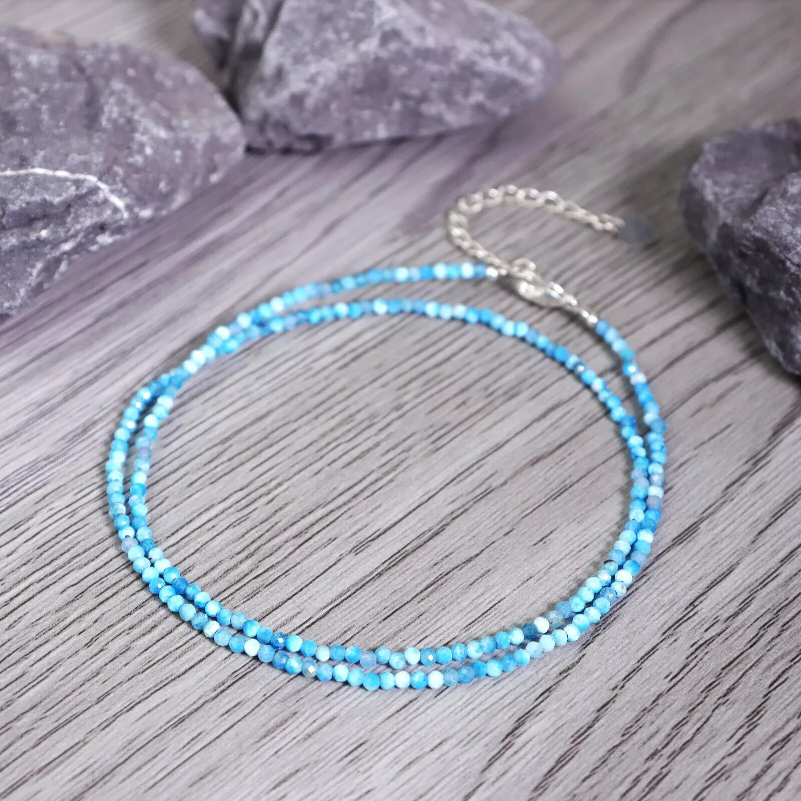 Natural Larimar Gemstone Choker Dainty Blue Dolphin Stone Queen Necklace Gifts
