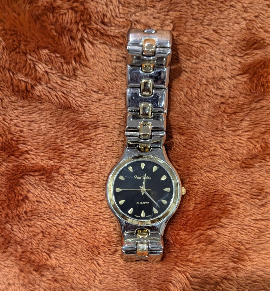 Fred Hay Women’s Two-Tone Bracelet Analog Quartz Dress Watch Black Dial