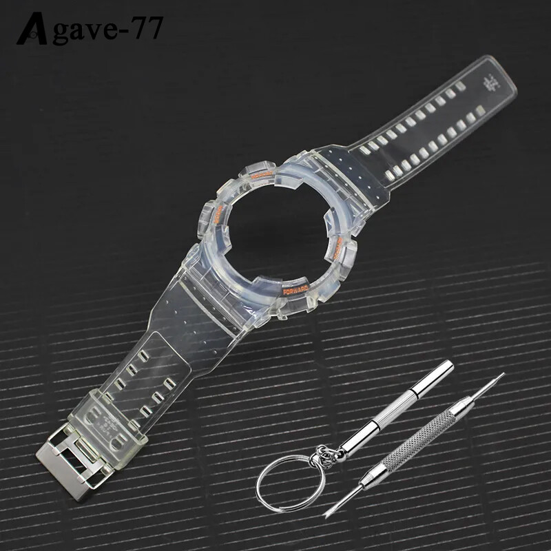 Transparent Waterproof Watch Band +Case Cover For Casio G-Shock GA-100/GA-110