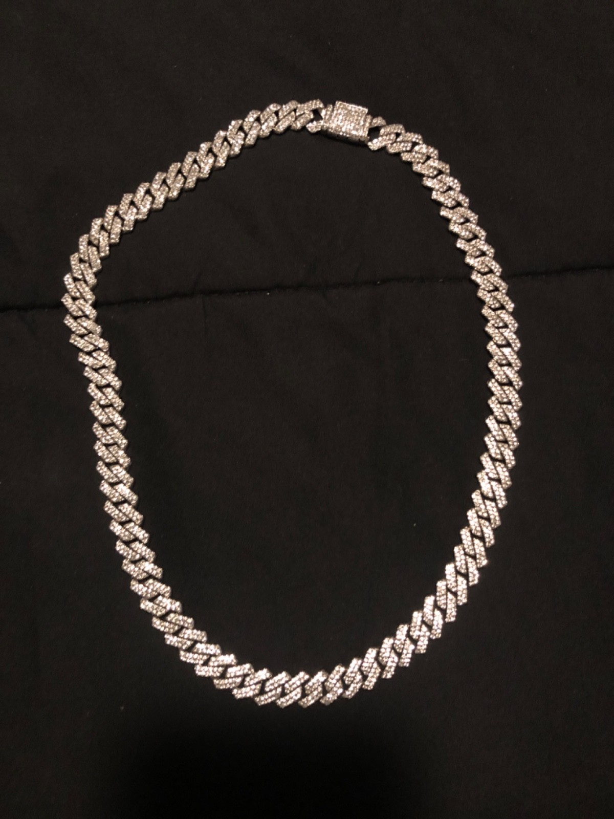 lab diamond necklace 24” new Cuban link silver