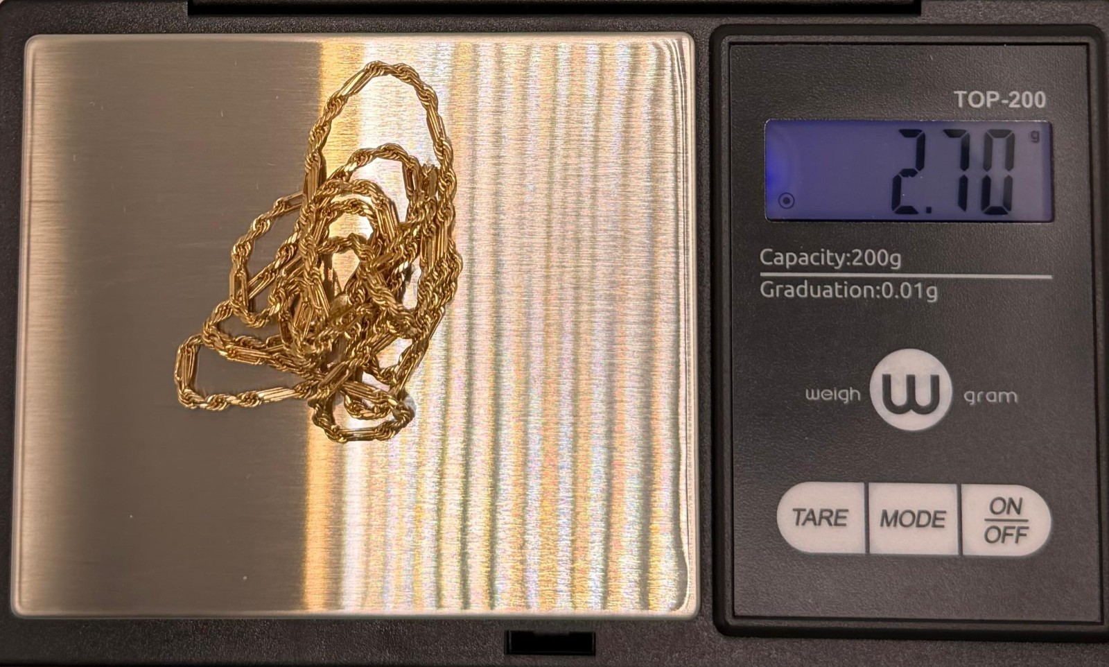 10K Solid Gold Figaro Rope Chain 20″- Torsal Figaro Oro Solido 10k 50cm Unisex