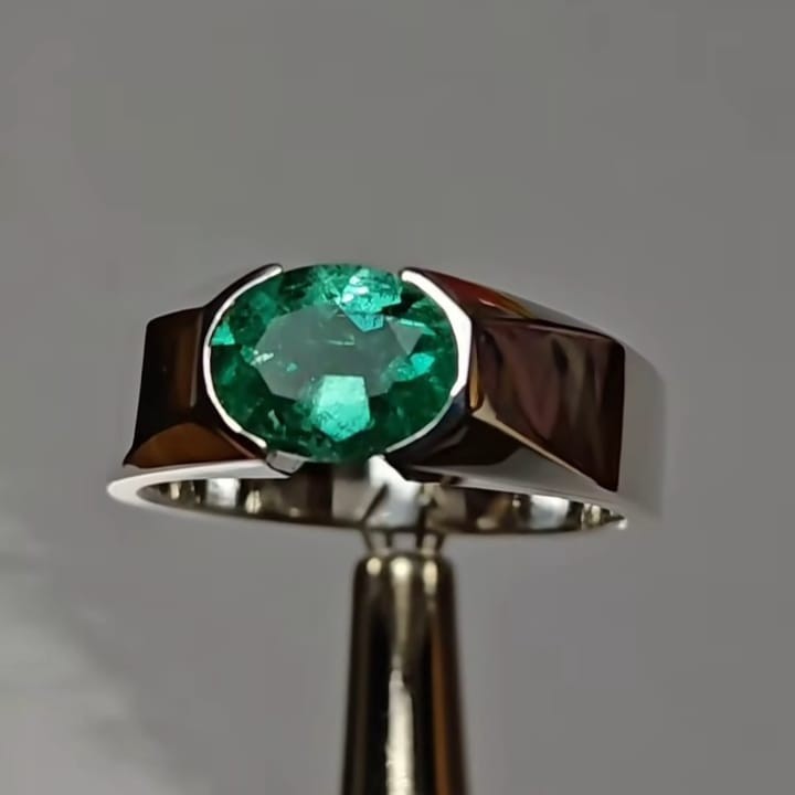 East-West Set 1.65Ct Lab-Created Emerald Solitaire Ring 14K White Gold Plated