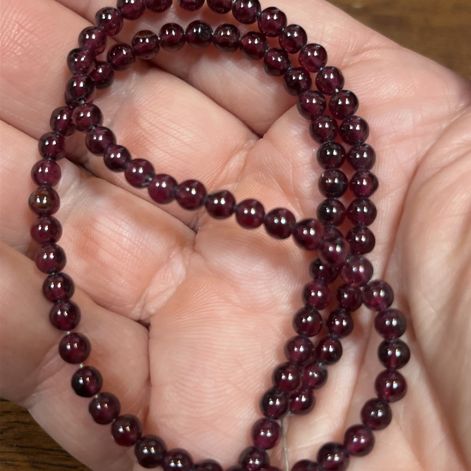Deep Red Round Garnet Gemstone Beads 12in Strand 4mm