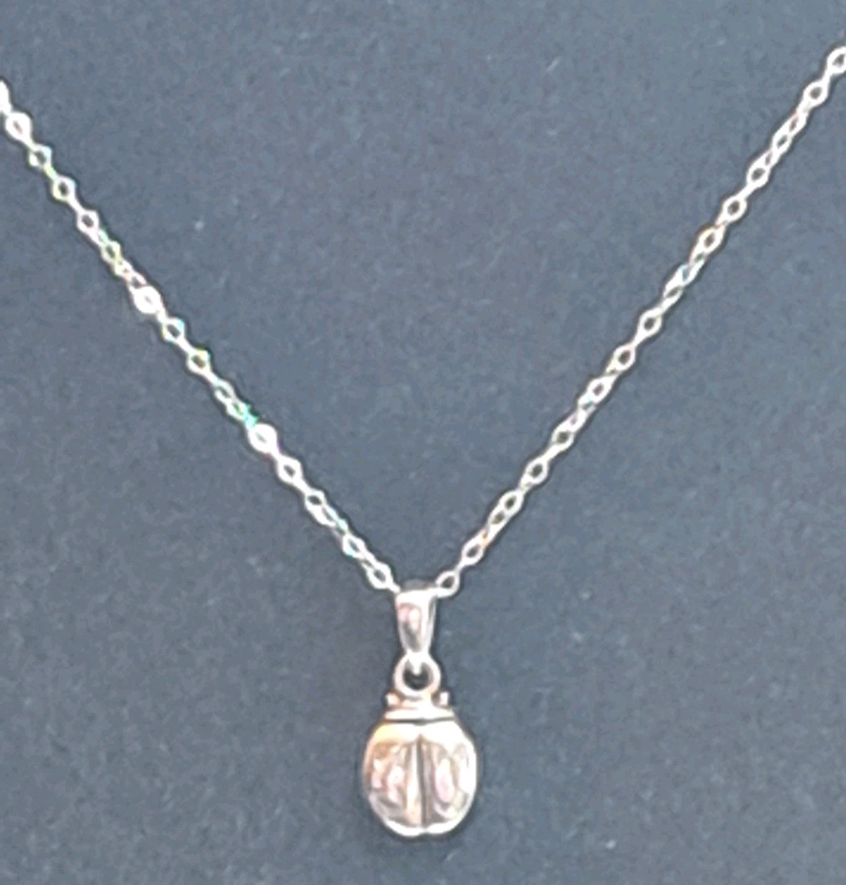 Ralph Lauren RL Signed Sterling Ladybug Pendant Choker Necklace 925 Silver 12″