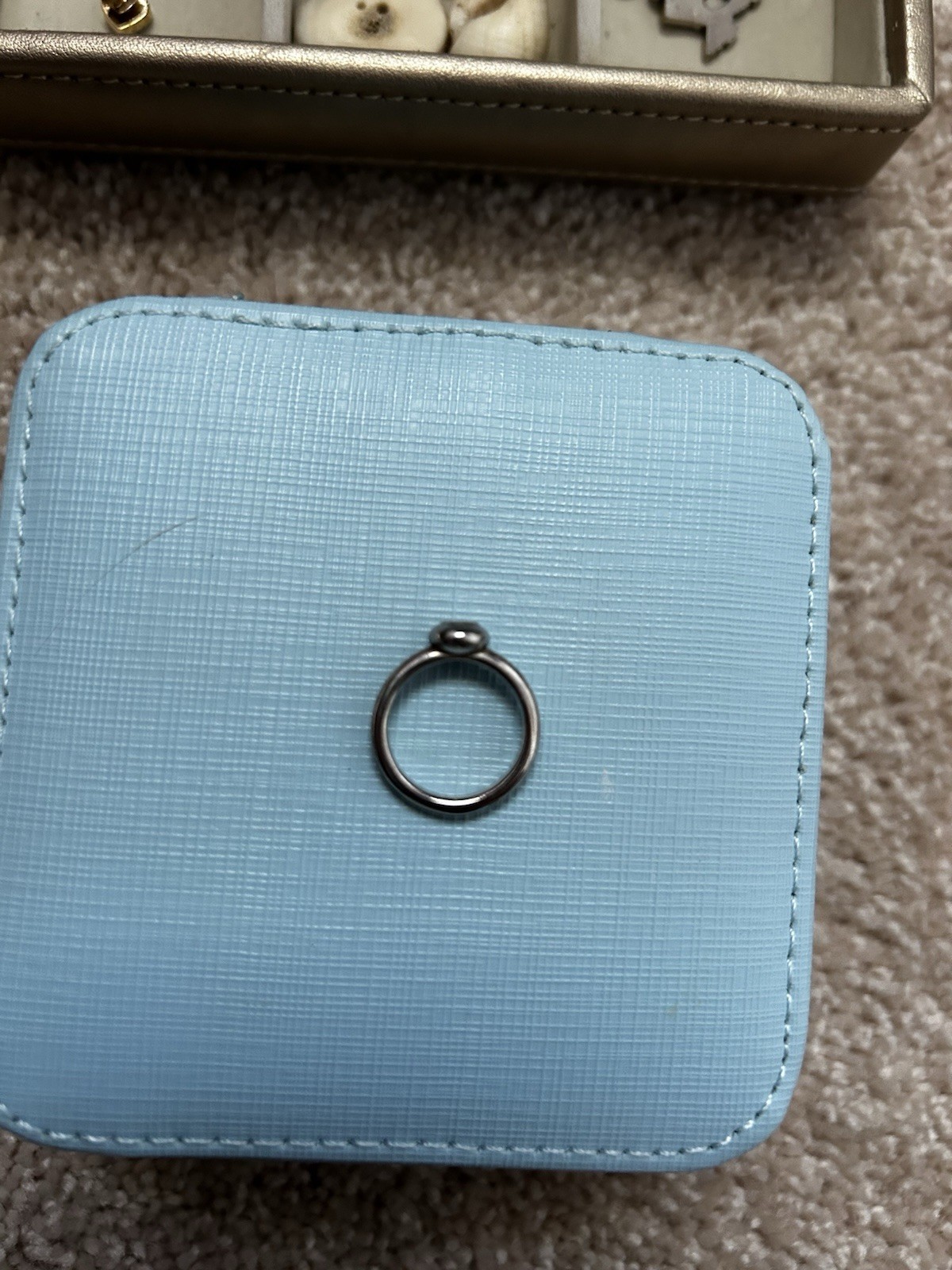 James Avery Silver Tone Metal Band Ring Size 4 Round Yellow/Orange Stone