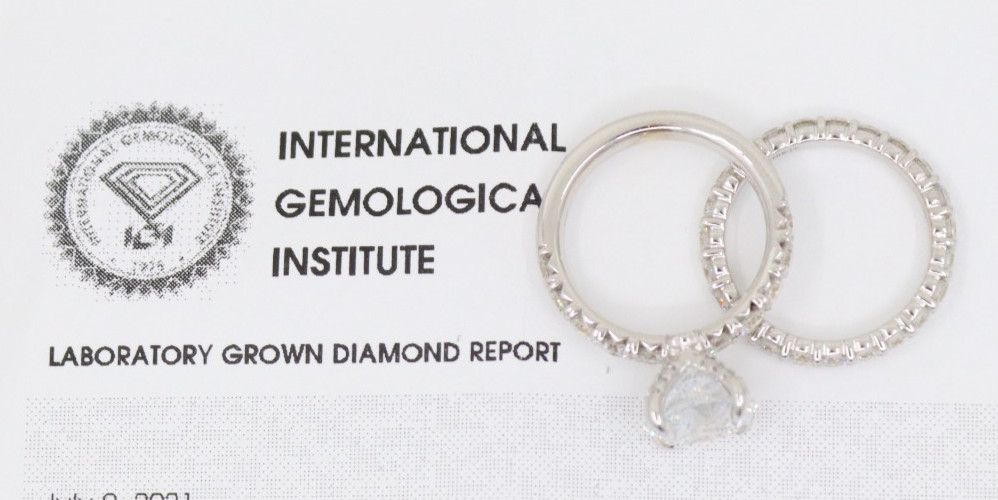 3.02ct VVS1 Lab Grown Diamond Wedding Set 18k White Gold Rings Size 6