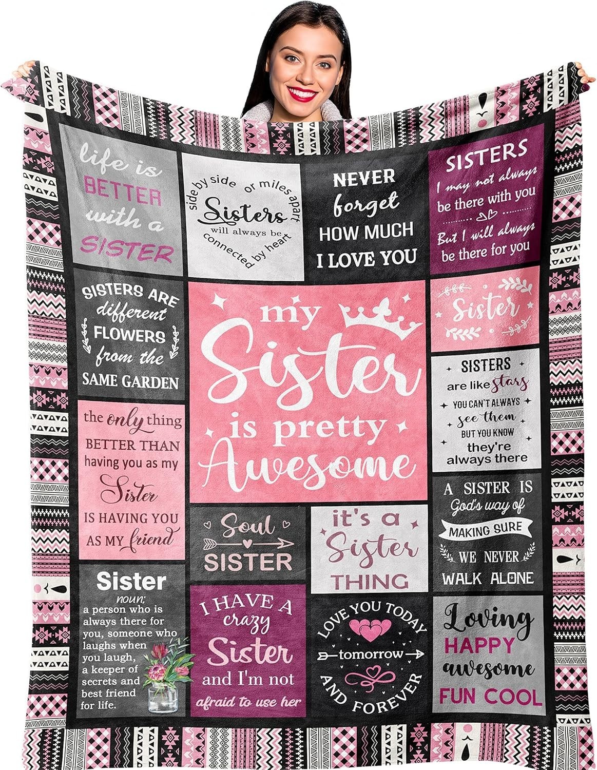 Luxurious 60″ x 50″ Fleece Throw Blanket – Perfect Sister Gift for All Occasions